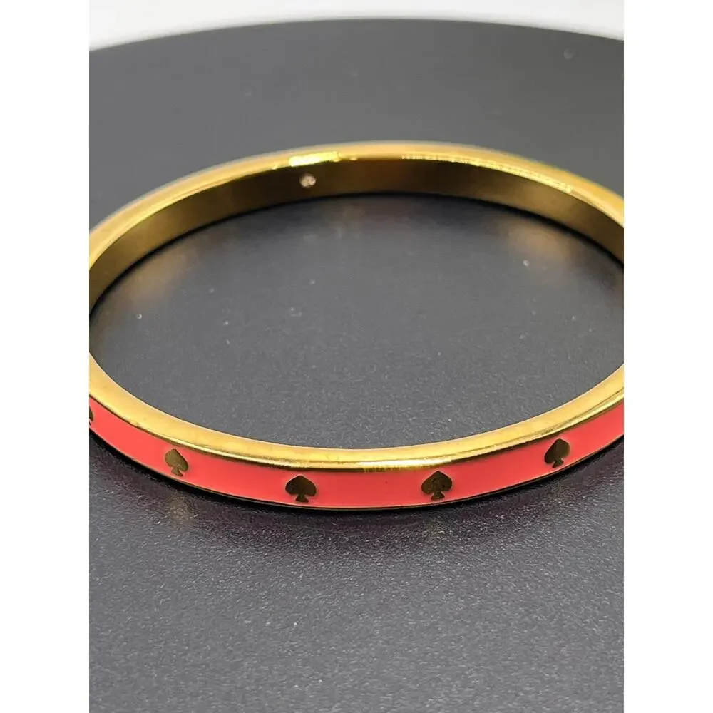 Kate Spade New York Pink‎ Enamel Golf Spades Bangle Bracelet Spot The Spade - Picture 7 of 7